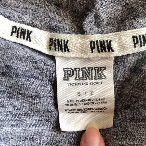 Victoria’s Secret Pink Blue White Logo Zip Up Hoodie Sweatshirt - Picture 7 of 8